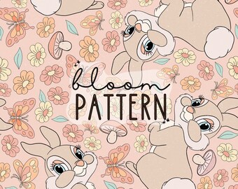 Bloem voorjaar schattig Bunny naadloze patroon, magische Bunny naadloze patroon, vlinder lente Pasen naadloze patroon, digitale download ontwerp