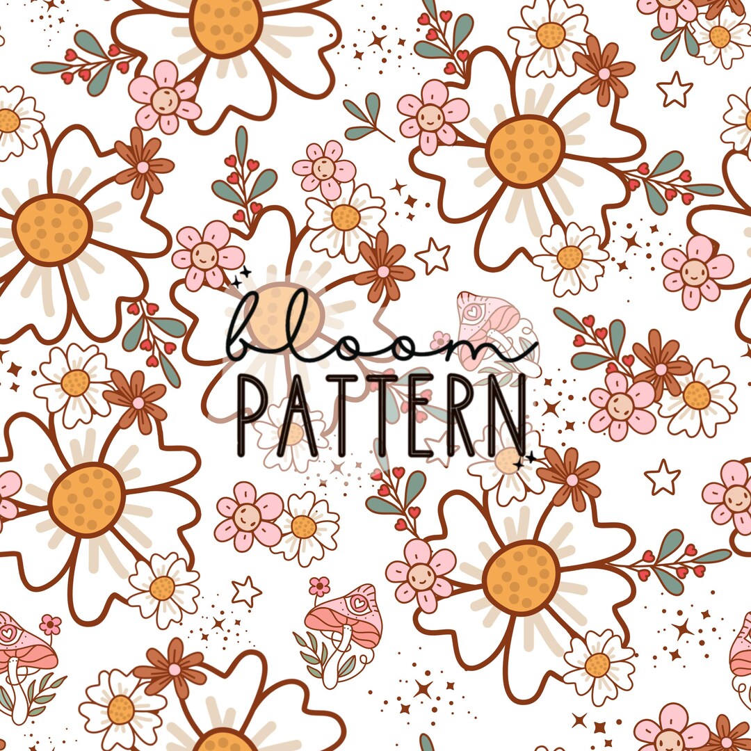 Flower Boho Floral Print Seamless Pattern Repeating File, Neutral Pink ...