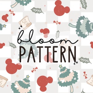 Christmas Magical Seamless Pattern, Magical Christmas Tree Mouse Seamless pattern Design, Fabric Design Sublimation