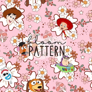 Spring Story Friends Seamless Pattern, Spring Flower Seamless Pattern, Digital Design