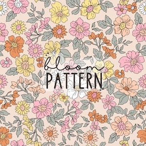 Spring Summer Boho Floral Print Seamless Pattern Repeating File for Fabric Printing Sublimation Commercial Use