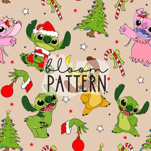 Christmas Magical Seamless Pattern, Christmas Tree Mouse Seamless pattern Design, Fabric Design Sublimation