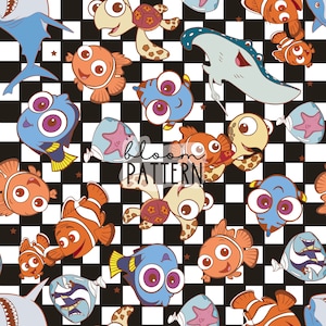 Retro Fish Seamless Pattern, Magical Fish Seamless Pattern Design, Digital Product, Fabric Sublimation
