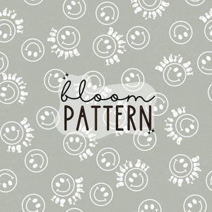 May include: A seamless pattern featuring a light gray background with white smiling faces and the text "Daddy's Boy" repeated throughout.