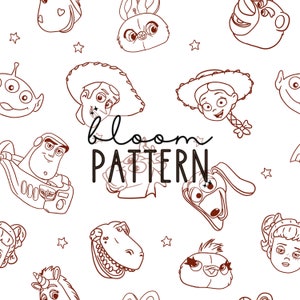 Story Friends Seamless Pattern, Cartoon Seamless Pattern, Fabric Sublimation