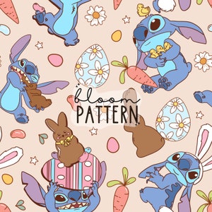 Easter Bunny Seamless Pattern, Retro Seamless Pattern, Digital Download Design, Groovy Girly Seamless Pattern Sublimation Design