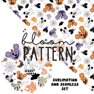 Bundle of 2 Halloween Magical Seamless, Mouse Halloween Seamless Design