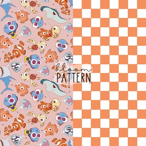 Bundle of 2 Retro Fish Seamless Pattern, Magical Fish Seamless Pattern Design, Digital Product, Fabric Sublimation
