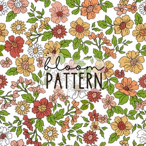 Spring Summer Boho Floral Print Seamless Pattern Repeating File for Fabric Printing Sublimation Commercial Use
