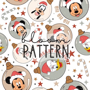 Christmas Magical Seamless Pattern, Magical Christmas Tree Mouse Seamless pattern Design, Fabric Design Sublimation