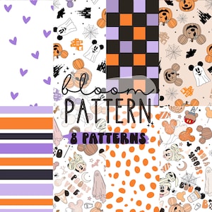 Bundle of 8 Halloween Magical Seamless, Mouse Halloween Seamless Design