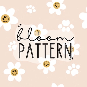 Patrón sin costuras de flores retro, patrón sin costuras de pata de perro, diseño para amantes de los perros