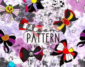 Villains Magical Mouse Seamless Pattern, Magical World Princess Halloween Seamless Pattern, Retro Seamless Pattern, Fabric Sublimation