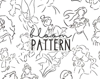 Princess Seamless Pattern, Mermaid Seamless Pattern, Beauty Magical Pattern design