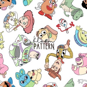 Story Friends Seamless Pattern, Cartoon Seamless Pattern, Tkanina Sublimacja