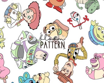 Story Friends Seamless Pattern, Cartoon Seamless Pattern, Fabric Sublimation