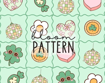 St Patricks Day Seamless Pattern, Retro Lucky Charms Seamless Pattern, Digital Design
