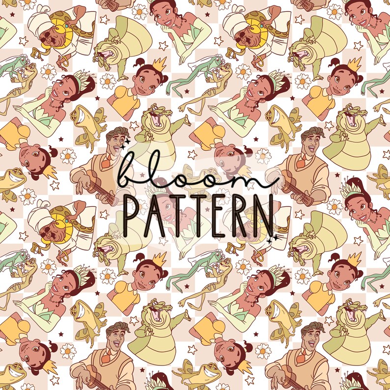 Princess Seamless Pattern, Frog Princess Seamless Pattern, Princess ...