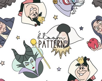 Villains Seamless Patterns, Halloween Villains Seamless, Digital Design