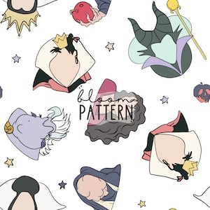 Villains Seamless Patterns, Halloween Villains Seamless, Digital Design