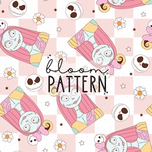 Nightmare Halloween Seamless Pattern, Skeleton Seamless Pattern, Halloween Seamless file for fabric sublimation
