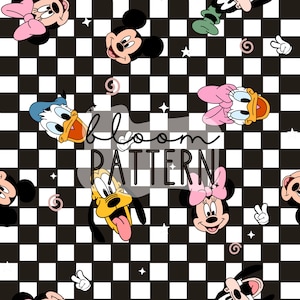 Magical Mouse Castle Seamless Pattern, Neutral Seamless Pattern, Retro Mouse Seamless Pattern, Fabric Sublimation