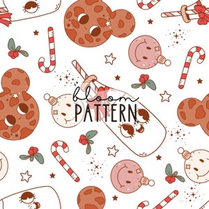 Kerstkoekjes en melk magisch naadloos patroon, Boho presenteert naadloos patroonontwerp, stofontwerp sublimatie