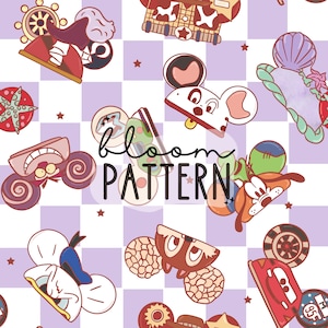 Magical Mouse Seamless pattern, Mouse Ears Spring Gloves Mouse Seamless Pattern, Fabric Sublimation, Digital Design