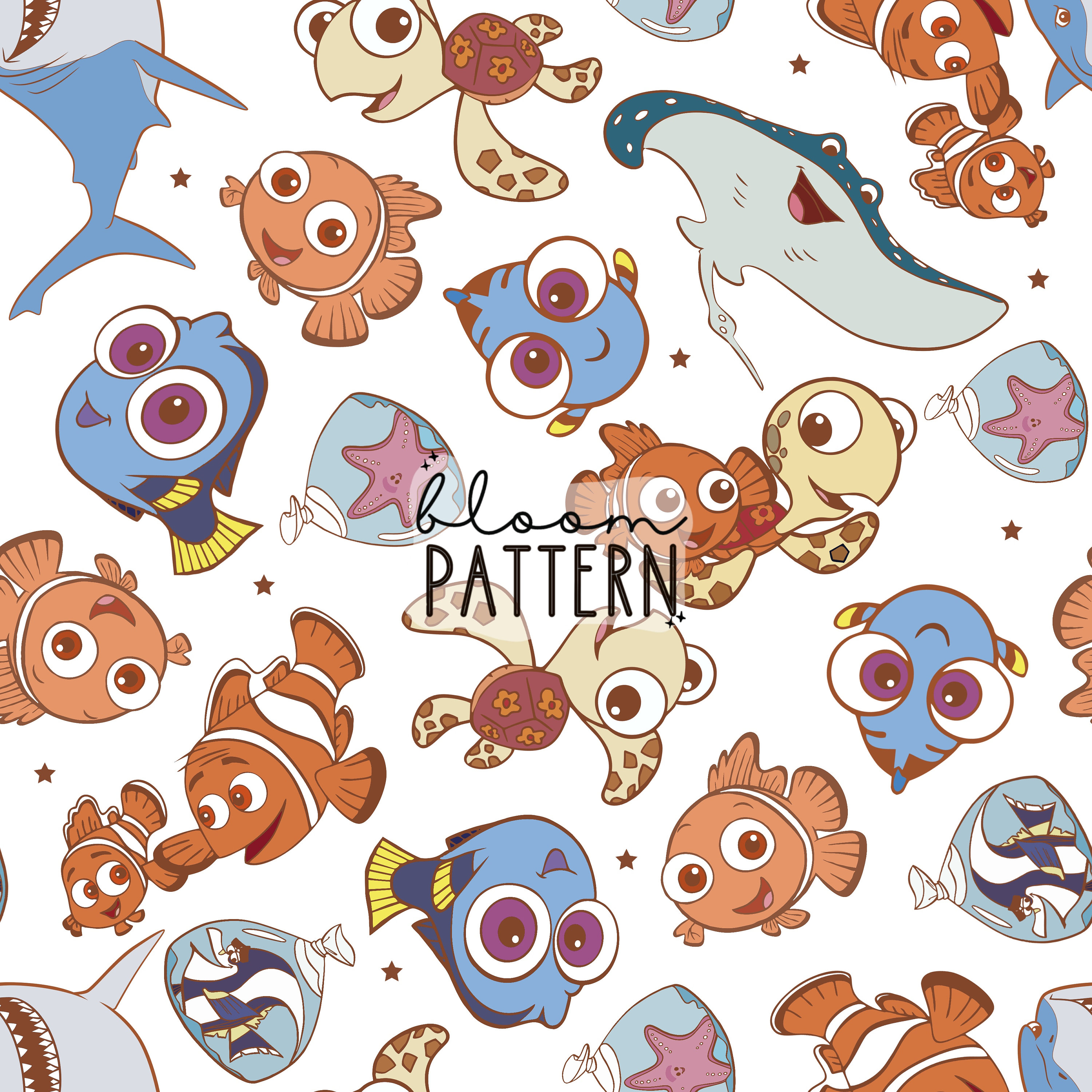 Sebastian Fish Pattern Retro Fish Seamless Pattern, Magical Fish Seamless Pattern Design ...
