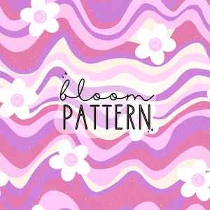 Groovy retro Seamless Pattern, Summer daisy Pattern, Waves seamless pattern for retro floral fabric sublimations