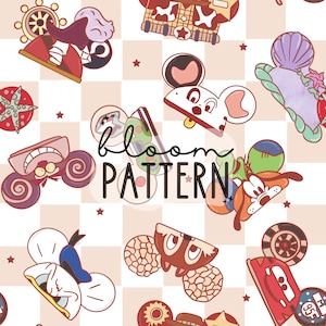 Magical Mouse Seamless pattern, Mouse Ears Spring Gloves Mouse Seamless Pattern, Fabric Sublimation, Digital Design
