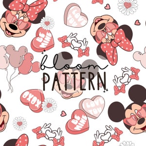 Valentines Day Seamless Pattern, Magical Valentines Day Pattern Design, Magical Mouse Seamless Pattern, Magical Valentines Day Design