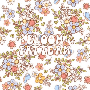 Flower Bouquet Seamless Pattern, Spring Seamless Pattern, Retro Seamless Pattern, Fabric Sublimation
