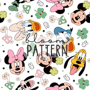 St Patricks Day Seamless Pattern, Magical Retro Lucky Charms Seamless Pattern, Digital Design