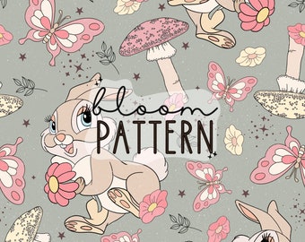 Bloem voorjaar schattig Bunny naadloze patroon, magische Bunny naadloze patroon, vlinder lente Pasen naadloze patroon, digitale download ontwerp