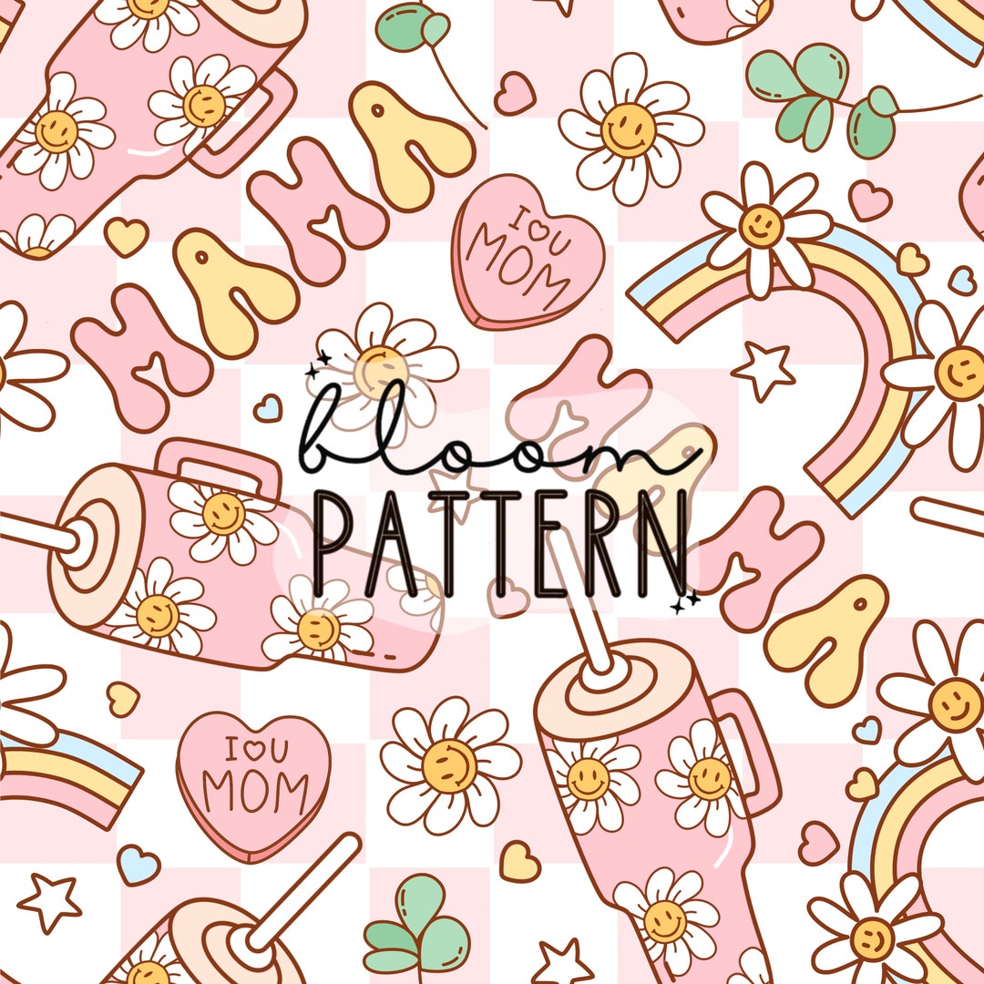 Mothers Day Seamless Pattern, Mama Retro Rainbow Seamless Pattern ...