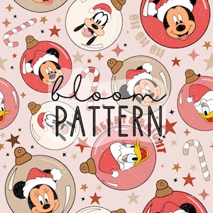 Christmas Magical Seamless Pattern, Magical Christmas Tree Mouse Seamless pattern Design, Fabric Design Sublimation