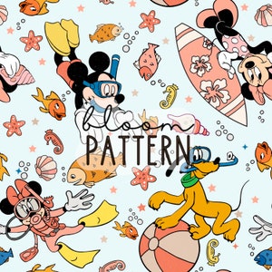 Magical Summer Seamless Pattern, Under the sea Magical Seamless Design For Sublimation Fabric, Magical Surface Pattern