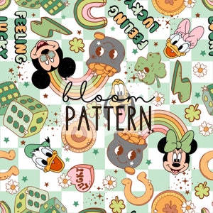 St Patricks Day Seamless Pattern, Magical Retro Lucky Charms Seamless Pattern, Digital Design