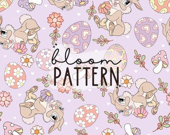 Naadloze bloem voorjaar schattig konijntje, naadloze patroon Magical Bunny, vlinder lente Pasen naadloze patroon, digitale download ontwerp