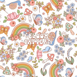 Flower Seamless Pattern, Spring Flower Pattern, Sublimation Fabric