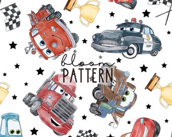Cars Seamless Design, Magical Car Movie Seamless Pattern, Fabric Sublimation