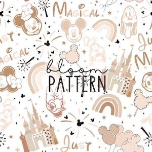 Magical Mouse Seamless Pattern, Neutral Check Seamless Pattern, Retro Mouse Seamless Pattern, Fabric Sublimation