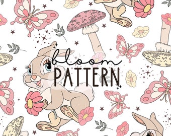 Bloem voorjaar schattig Bunny naadloze patroon, magische Bunny naadloze patroon, vlinder lente Pasen naadloze patroon, digitale download ontwerp