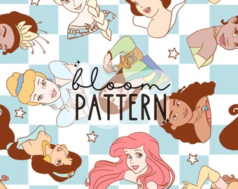 Princess Seamless Pattern, Mermaid Seamless Pattern, Beauty Magical Pattern design