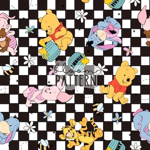 Magical Flower Seamless Pattern, Spring Seamless Pattern, Flower Bear Seamless Pattern, Fabric Sublimation