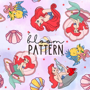 Mermaid Magical Seamless Pattern, Sublimation Fabric