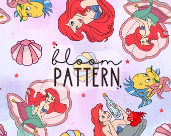 Mermaid Magical Seamless Pattern, Sublimation Fabric