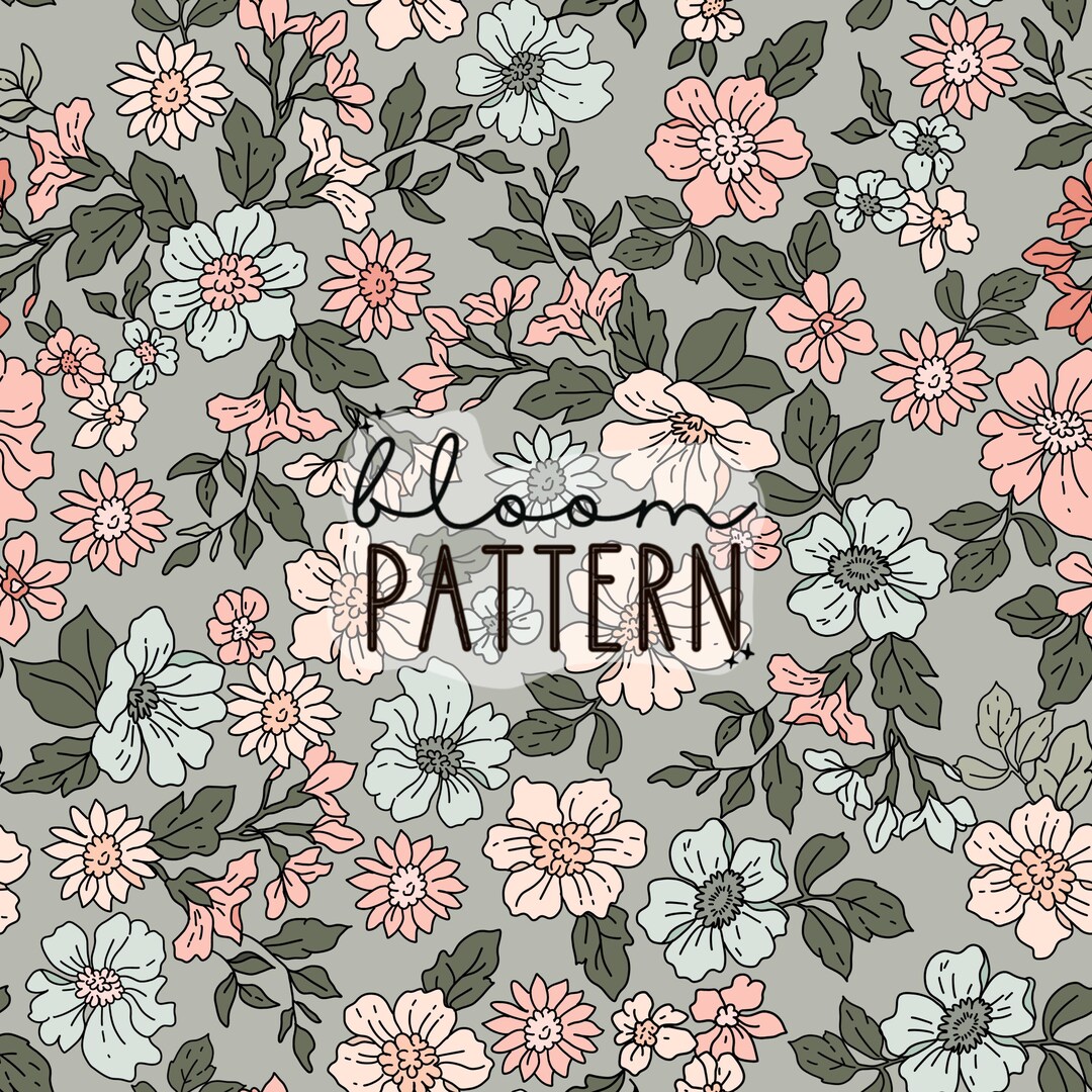 Flower Boho Floral Print Seamless Pattern Repeating File, Neutral ...