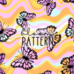 Butterflies Spring Seamless Pattern, Butterfly Seamless Repeating Pattern, Design for Fabric Printing Sublimation Commercial Use